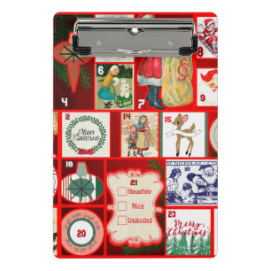 Christmas Block Illustration Squares Mini Clipboard