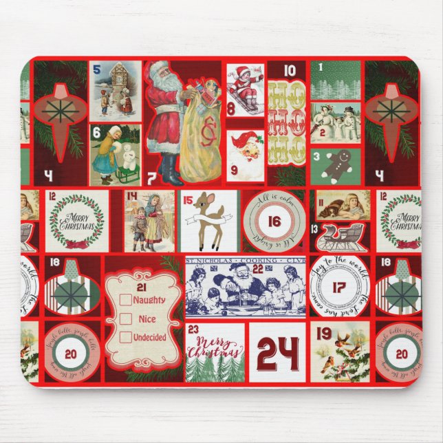 Christmas Block Illustration Squares Mouse Mat (Front)