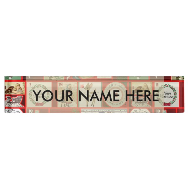 Christmas Block Illustration Squares Nameplate (Front)