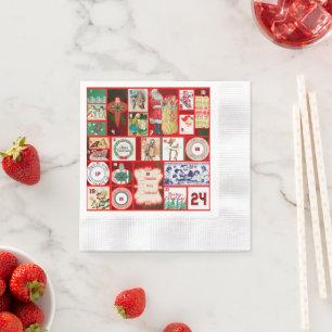 Christmas Block Illustration Squares Napkin