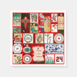 Christmas Block Illustration Squares Napkin
