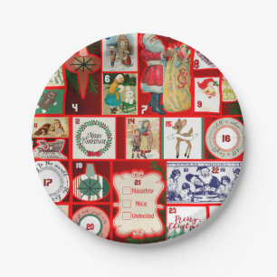 Christmas Block Illustration Squares Paper Plate