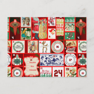 Christmas Block Illustration Squares Postcard