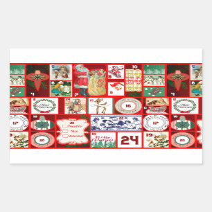 Christmas Block Illustration Squares Rectangular Sticker