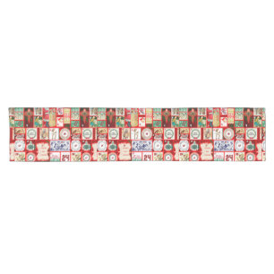 Christmas Block Illustration Squares Short Table Runner