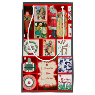 Christmas Block Illustration Squares Small Gift Bag