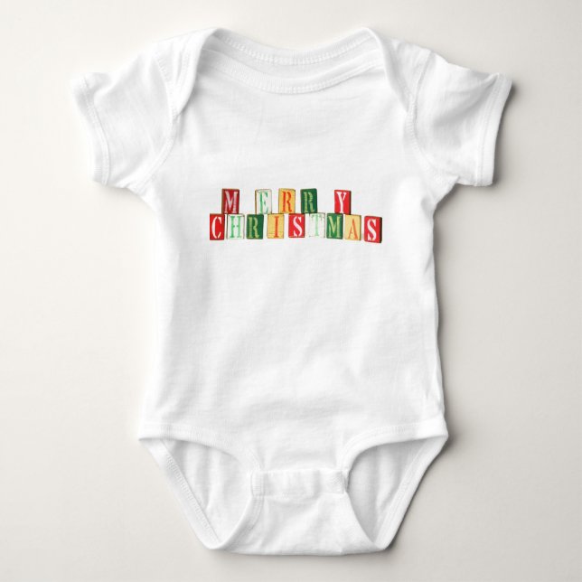 Christmas Blocks Baby Bodysuit (Front)