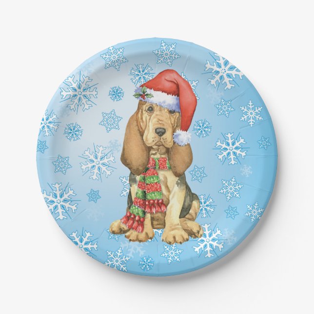 Christmas Bloodhound Paper Plate (Front)