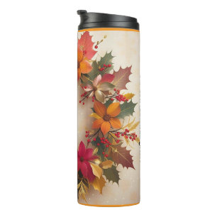"Christmas Blossom Radiance" Thermal Tumbler