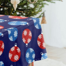 Christmas blue and red ornaments with snowflakes