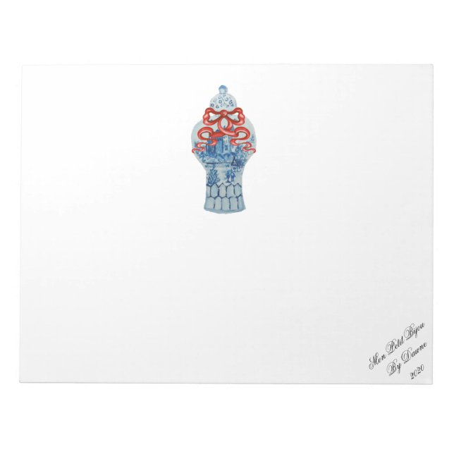 Christmas Blue and White Ginger Jar Notepad (Front)