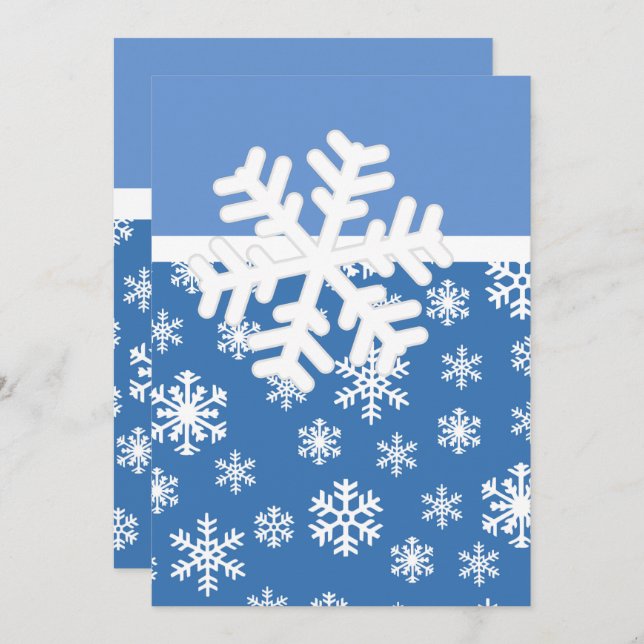 Christmas Blue and White Snowflake   Invitation (Front/Back)