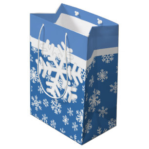 Christmas Blue and White Snowflake Medium Gift Bag