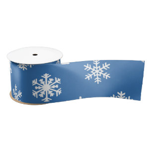 Christmas  Blue and White Snowflake  Satin Ribbon