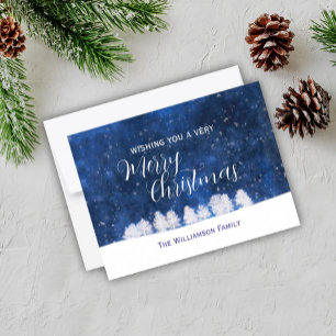 Christmas Blue And White Winter Snow Scene  Postcard