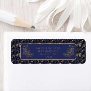 Christmas Blue Background With Gold Holly Leaf