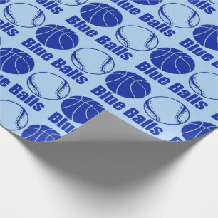 Christmas BLUE BALLS BASKETBALL xmas humor Wrapping Paper