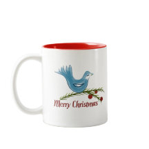 Christmas blue bluebird mug