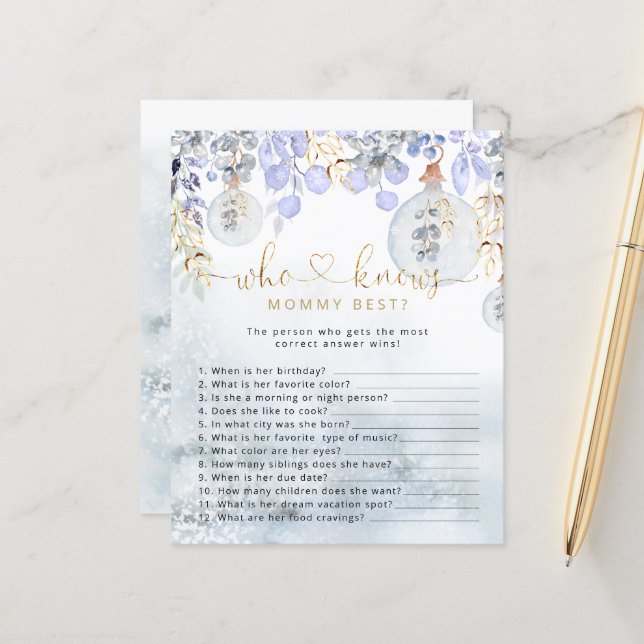 Christmas blue bubble who knows Mummy best game (Front/Back In Situ)