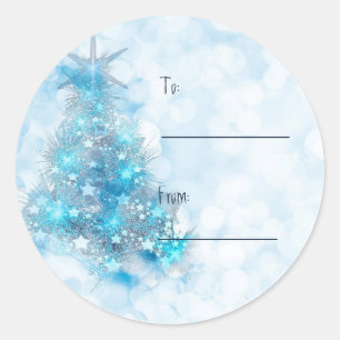 Christmas Blue Christmas Tree Custom Gift Tag