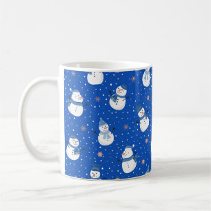 Christmas Blue Coffee Mug with Snowmen