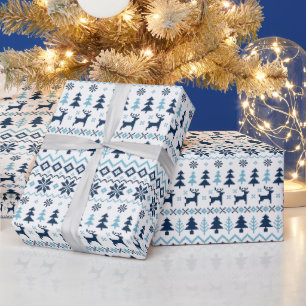 CHRISTMAS Blue Deer pattern Choose colour Wrapping Paper