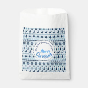 CHRISTMAS Blue Deer pattern personalised Favour Ba Favour Bags