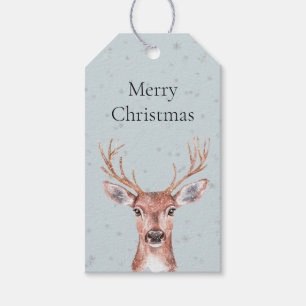 Christmas Blue Deer Snow Gift Tags