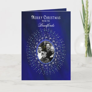 Christmas Blue Elegance Greeting - Photo Insert Holiday Card