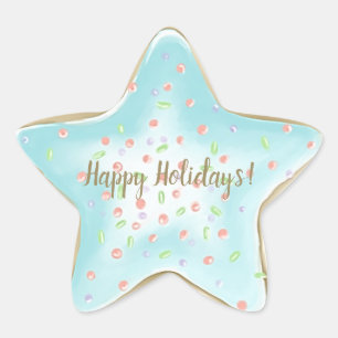 Christmas Blue Frosted Sugar Cookie Holiday Star Sticker