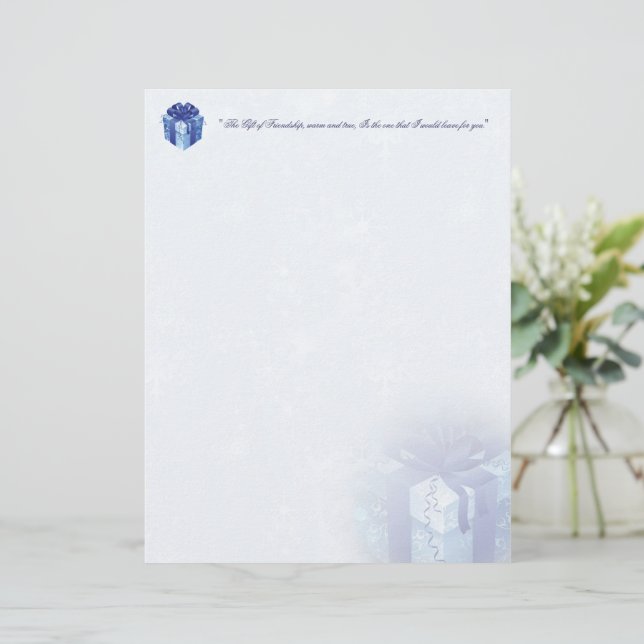 Christmas Blue Gift Box Stationery (Standing Front)