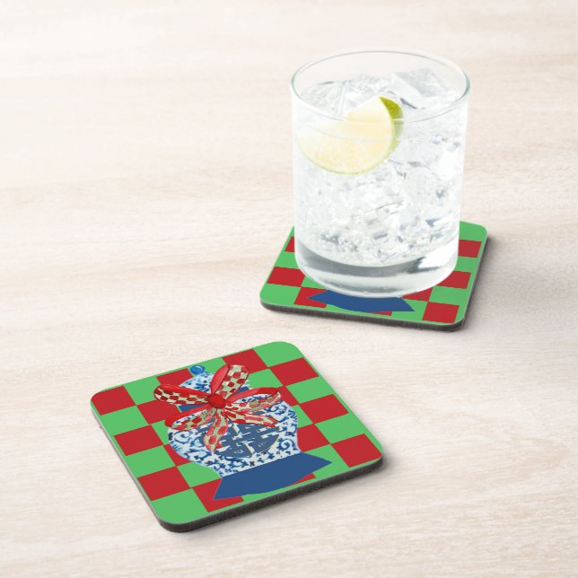 Christmas Blue Ginger Jar     Coaster (Right Side)