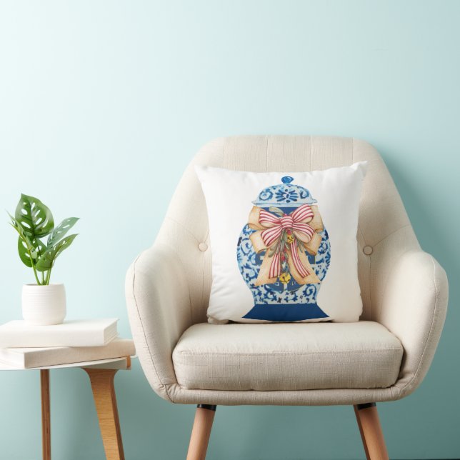 Christmas Blue Ginger Jar     Cushion (Chair)