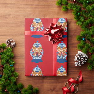 Christmas Blue Ginger Jar     Wrapping Paper