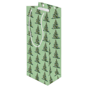 Christmas Blue Ginger Jars Wine Gift Bag