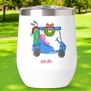 Christmas Blue Golf Cart Personalised Preppy