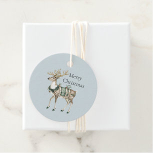 Christmas Blue Green Deer Favour Tags