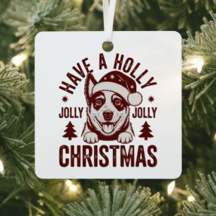 Christmas Blue Heeler Holly Jolly Dog Mum Vintage Metal Tree Decoration