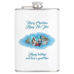 Christmas blue hip flask