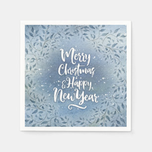 Christmas blue leaves napkin