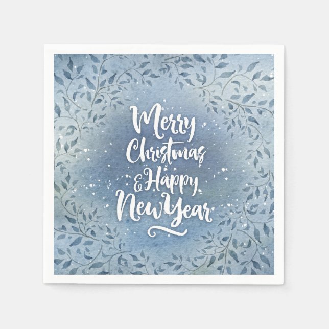 Christmas blue leaves napkin (Front)
