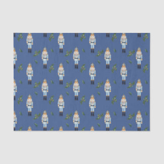 Christmas Blue Nutcracker and Holly Berry Branches Tissue Paper