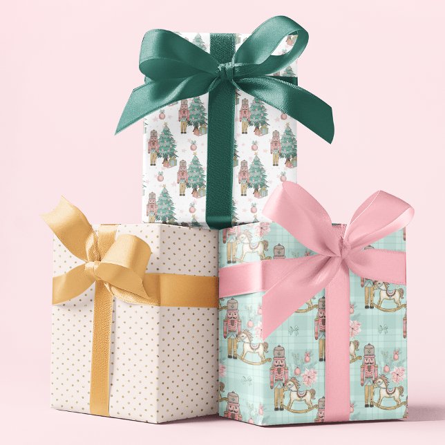 Christmas Blue Nutcracker Glitter Festive Patterns Wrapping Paper Sheet (Creator Uploaded)