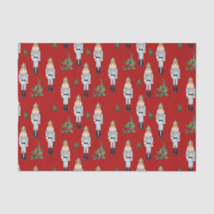 Christmas Blue Nutcrackers on Red  Tissue Paper