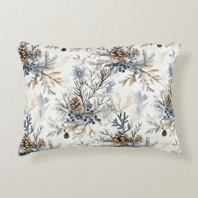 Christmas Blue Pine Cones   Decorative Cushion (Front)