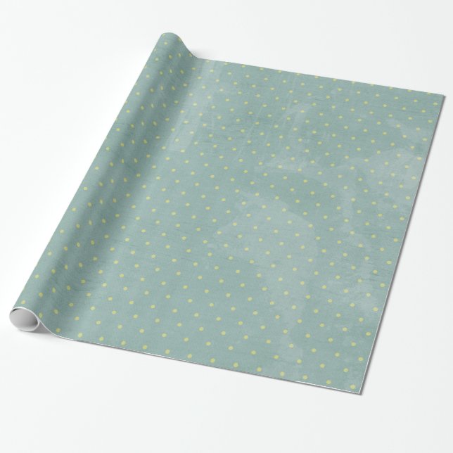 Christmas Blue Polka Dot Poke Poka Wrapping Paper (Unrolled)