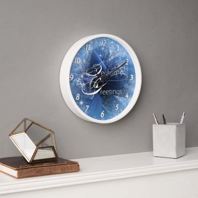 Christmas Blue Ribbon Clock (Office)