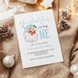 Christmas blue Santa First Birthday Invitation<br><div class="desc">Oh what fun,  it is to be One! Christmas blue Santa first birthday party invitation with watercolor blue santa.</div>