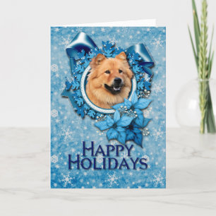 Christmas - Blue Snowflake - Chow Chow - Cinny Holiday Card