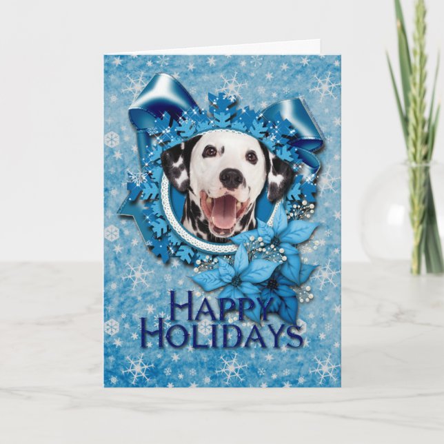 Christmas - Blue Snowflake - Dalmatian Holiday Card (Front)
